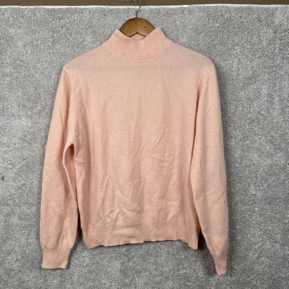 Lord & Taylor Two Ply Cashmere Women's Turtleneck Sweater Pink Long Sleeve Large